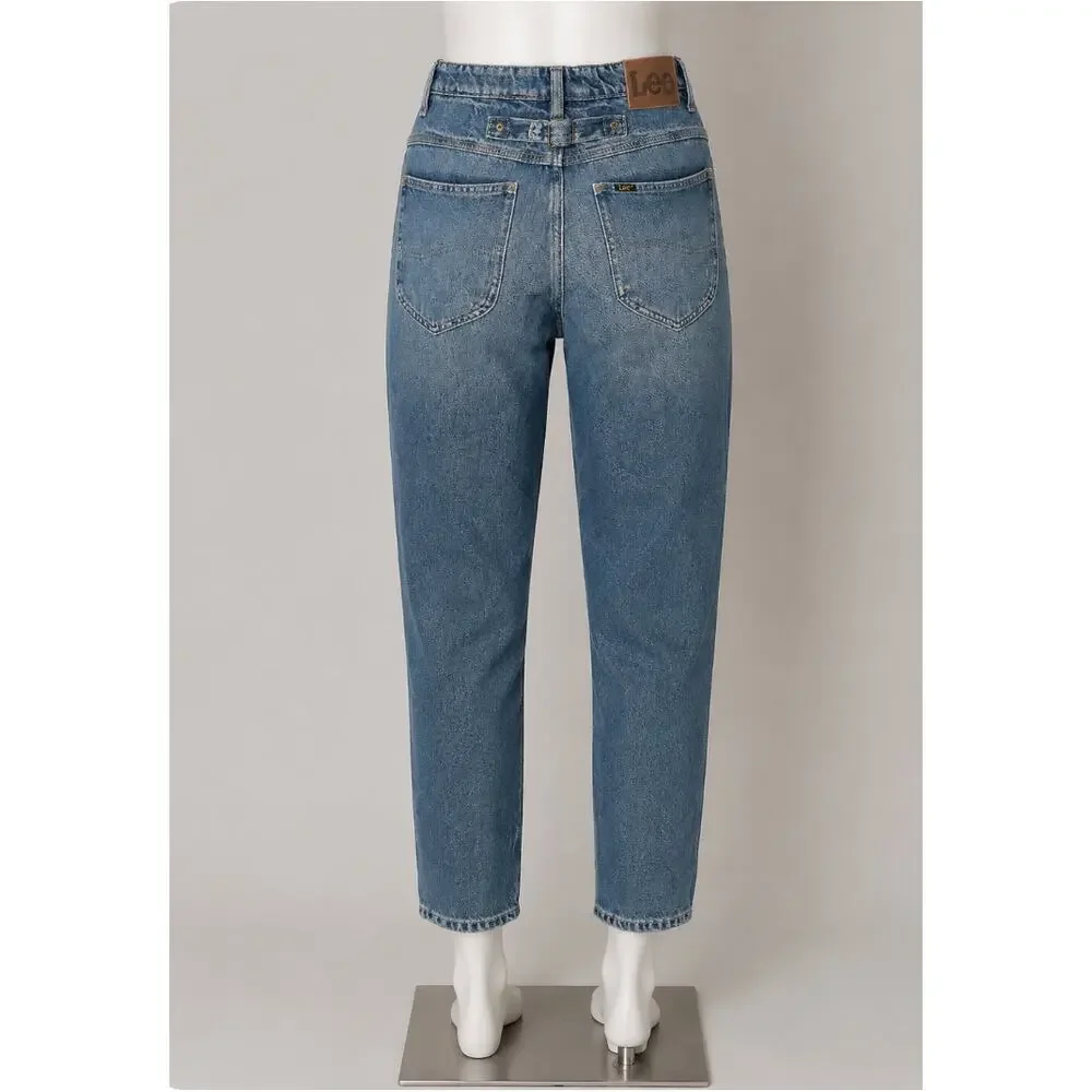 NWT Lee Vintage Medium Blue Wash High Rise Relaxed Stovepipe Distressed Jeans 28